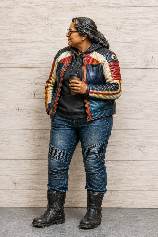B8 Scale Model Female Biker with Coffee Figure | Unpainted Multi-Scale Motorcycle