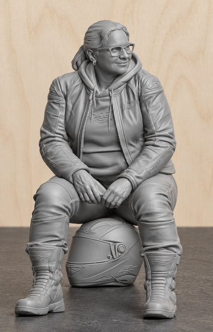 B9 Tamiya 1/12 Seated Female Biker Rest Break Figure  Unpainted Multi-Scale Motorcycle Figure