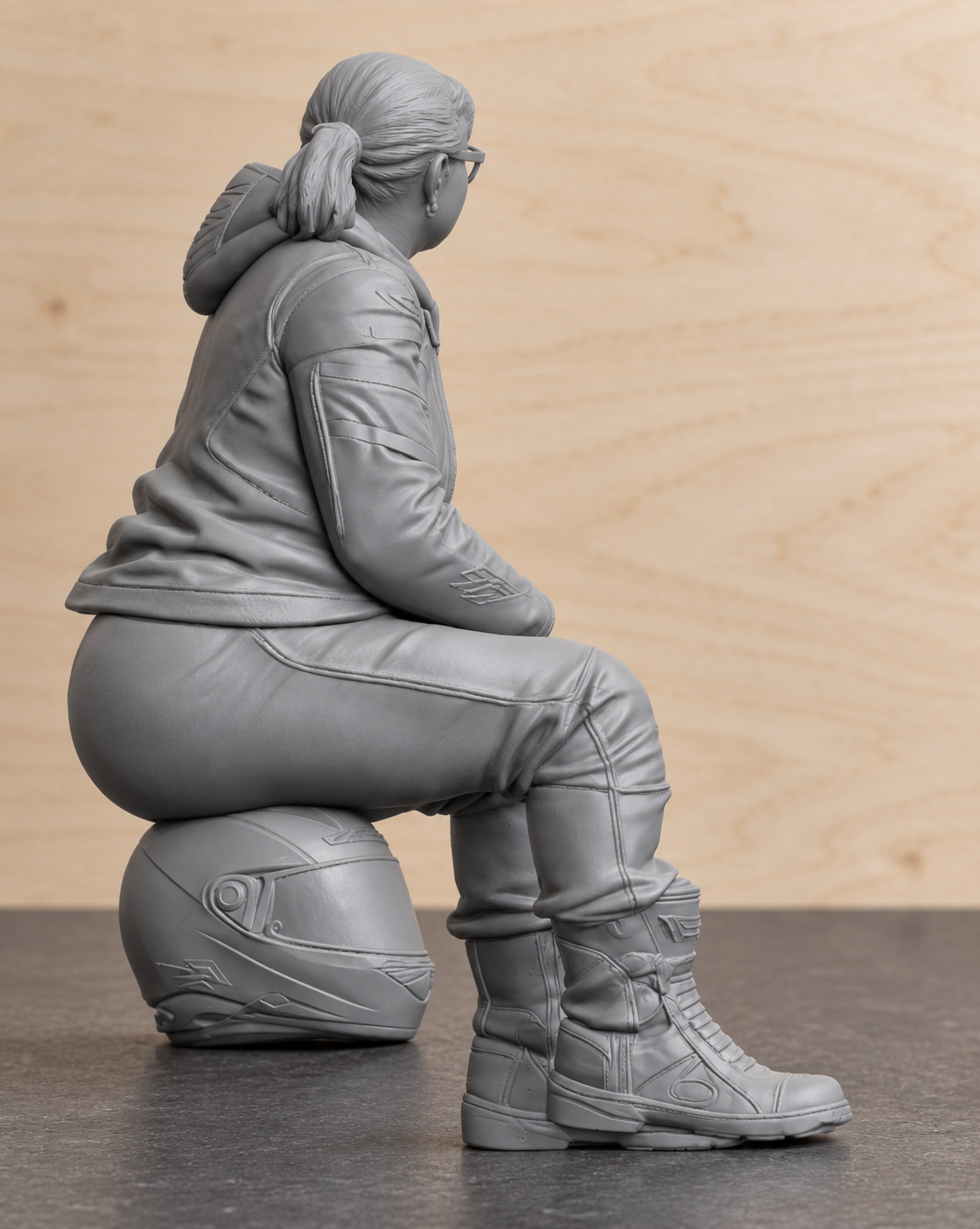 B9 Tamiya 1/12 Seated Female Biker Rest Break Figure  Unpainted Multi-Scale Motorcycle Figure