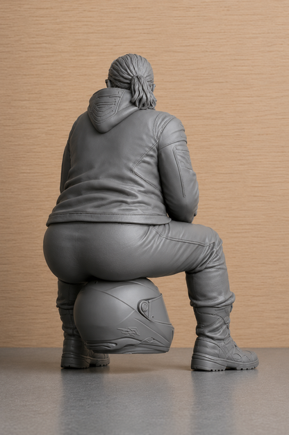 B9 Tamiya 1/12 Seated Female Biker Rest Break Figure  Unpainted Multi-Scale Motorcycle Figure