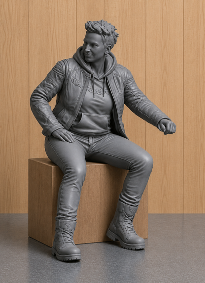 B10 Seated Female Dicast Sportbike Rider Figure | Unpainted 1:12 or 1:18 multi Scale