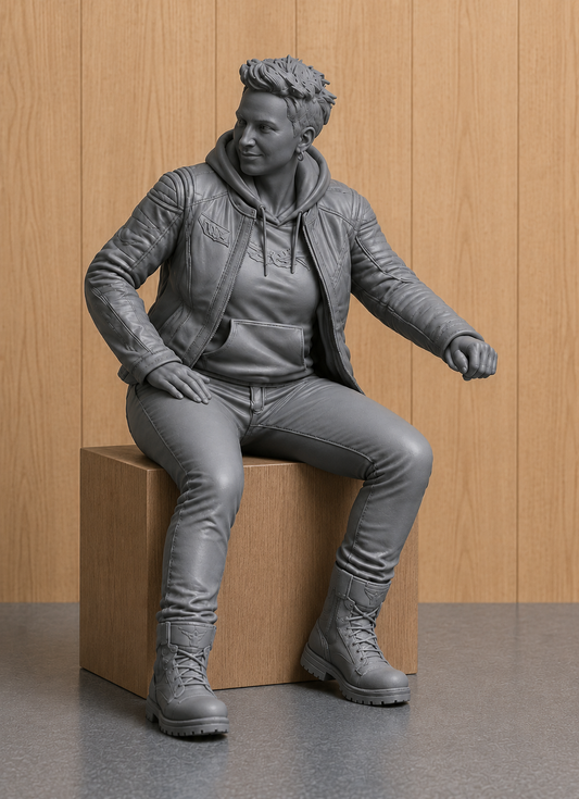 B10 Seated Female Dicast Sportbike Rider Figure | Unpainted 1:12 or 1:18 multi Scale