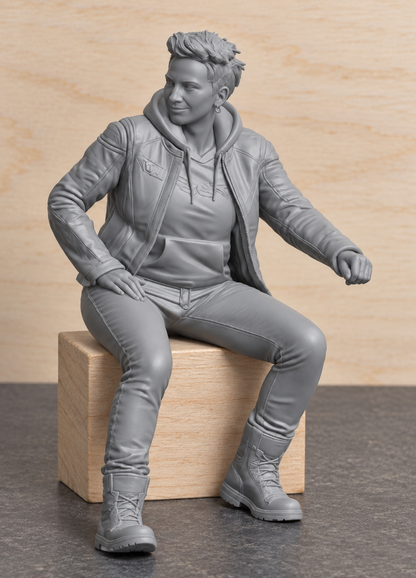 B10 Seated Female Dicast Sportbike Rider Figure | Unpainted 1:12 or 1:18 multi Scale