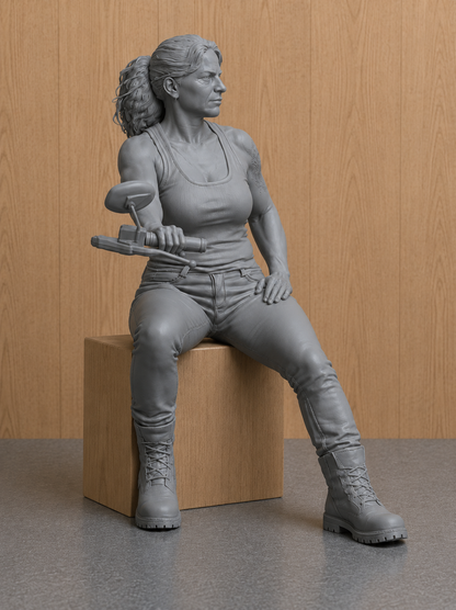 B11 Seated Female Scale Cruiser Rider Figure | Unpainted Figure