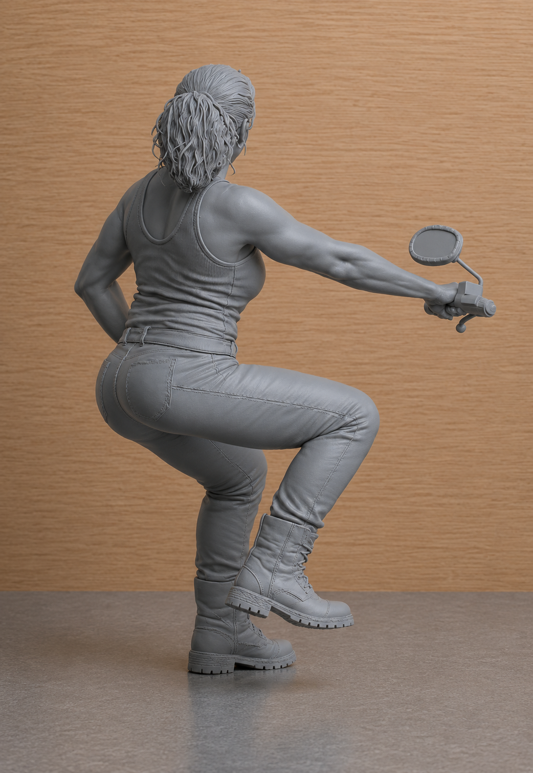 B11 Seated Female Scale Cruiser Rider Figure | Unpainted Figure