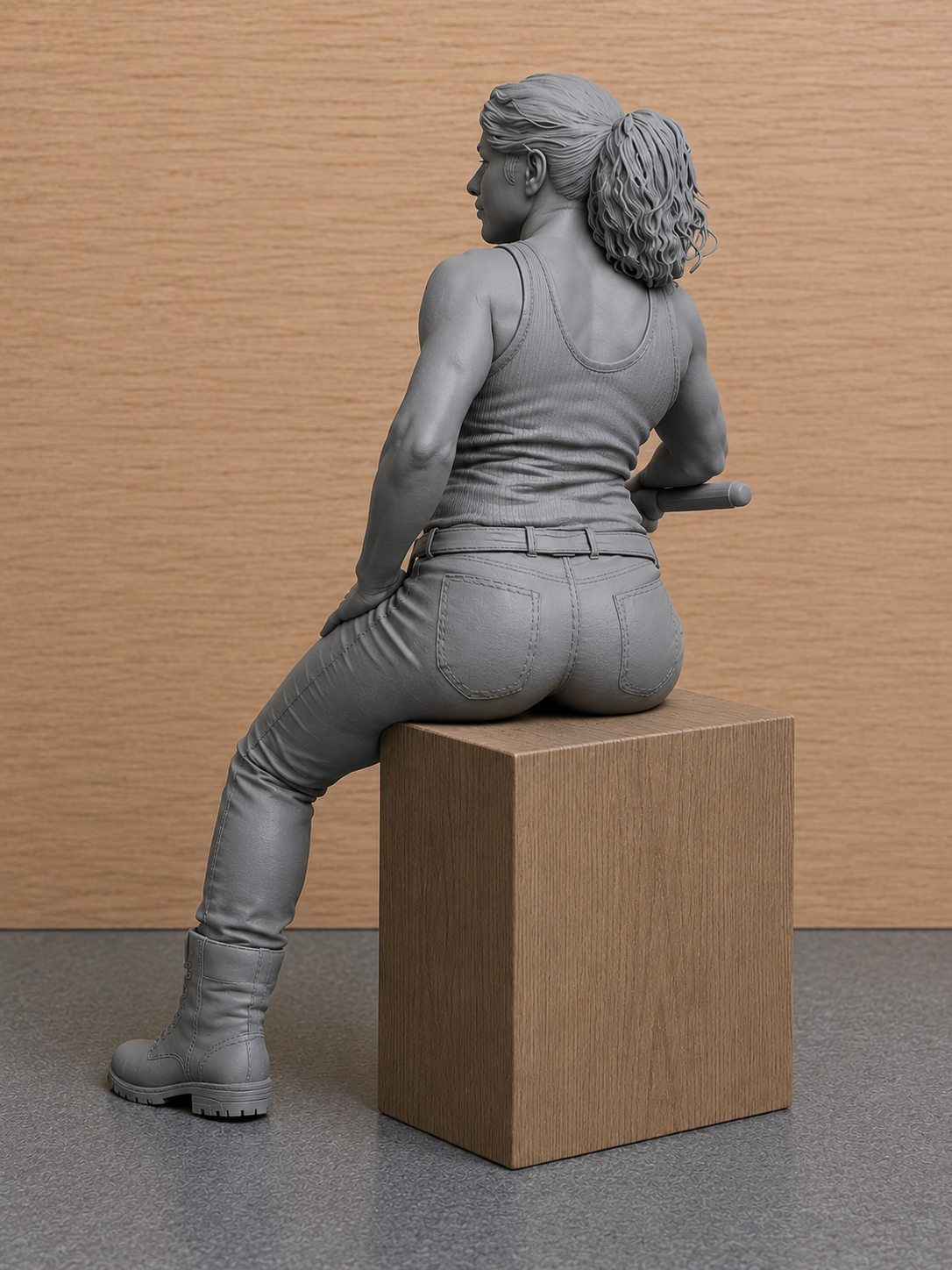 B11 Seated Female Scale Cruiser Rider Figure | Unpainted Figure