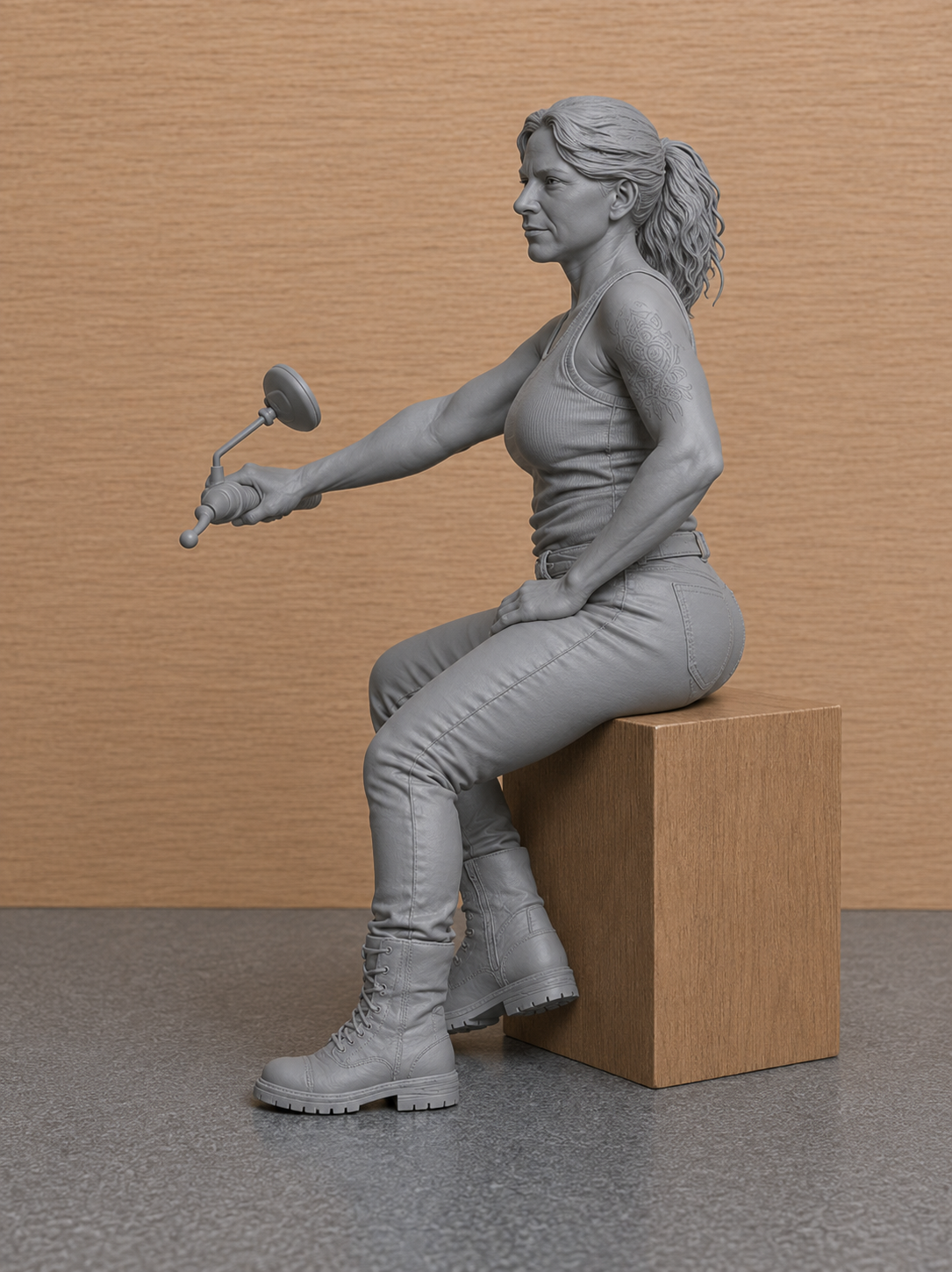 B11 Seated Female Scale Cruiser Rider Figure | Unpainted Figure