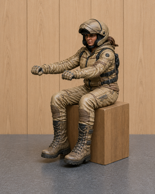 B12 Female Adventure Rider Figure for BMW 1:12 Model Motorbike Displays | Unpainted