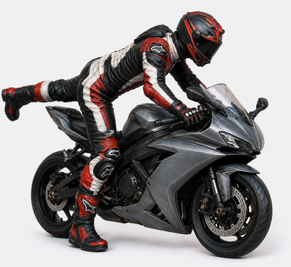 B24 Modern Sport Bike Rider Getting On | Unpainted 1:12 Diecast Motorcycle Display Figure