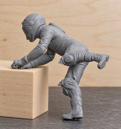 B24 Modern Sport Bike Rider Getting On | Unpainted 1:12 Diecast Motorcycle Display Figure