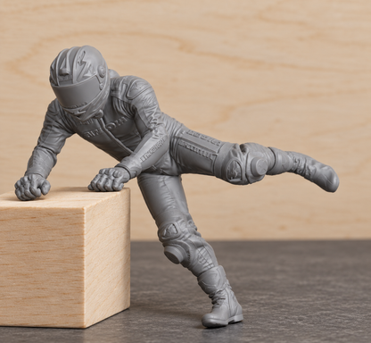 B24 Modern Sport Bike Rider Getting On | Unpainted 1:12 Diecast Motorcycle Display Figure
