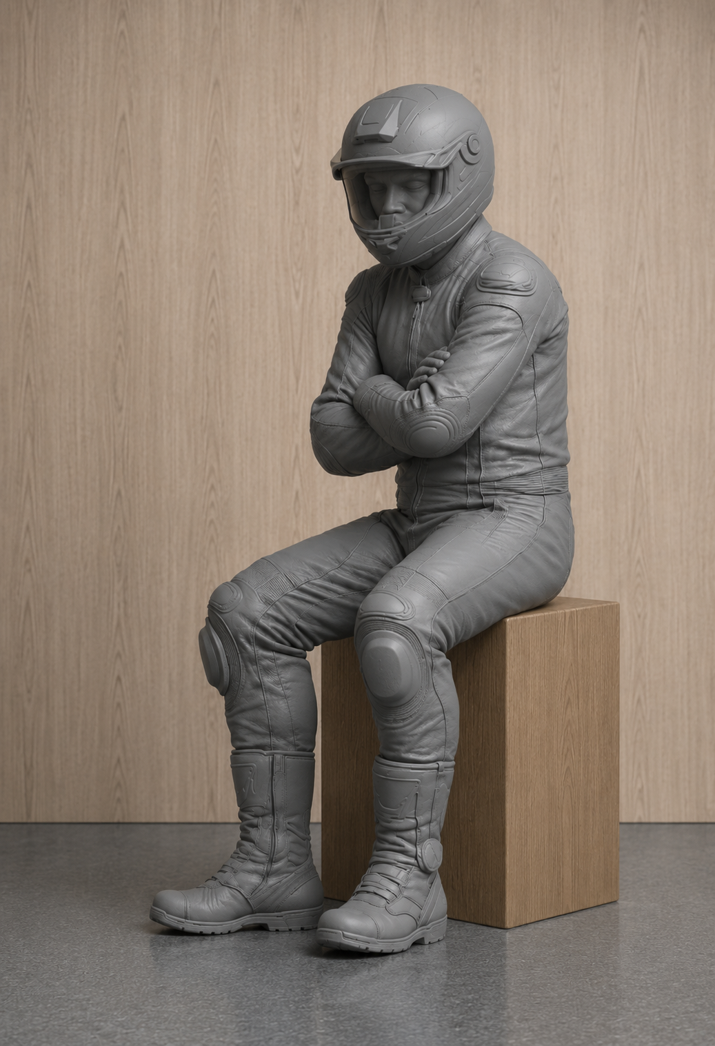 B14 Seated Helmeted Sportbike Rider Figure | Unpainted Multi-Scale Motorcycle Figure