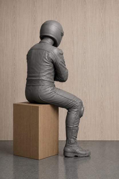 B14 Seated Helmeted Sportbike Rider Figure | Unpainted Multi-Scale Motorcycle Figure