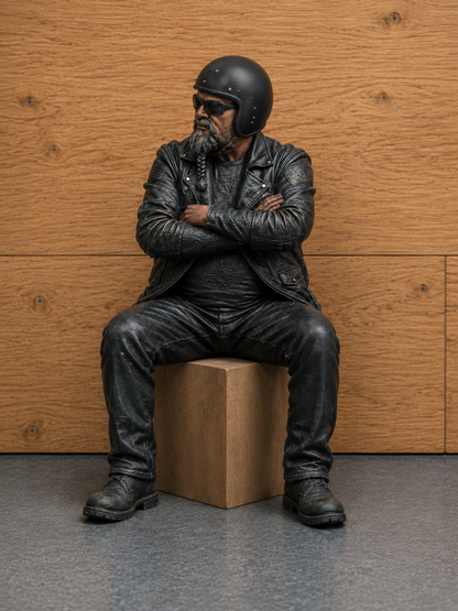 B16 Model Seated Cruiser Biker Figure with Folded Arms | Unpainted Multi Scale 1/9 & 1/12 Scale