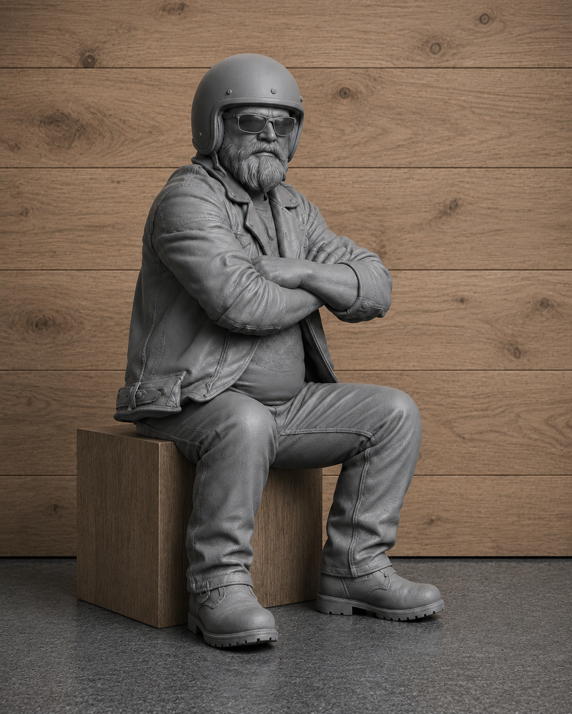 B16 Model Seated Cruiser Biker Figure with Folded Arms | Unpainted Multi Scale 1/9 & 1/12 Scale
