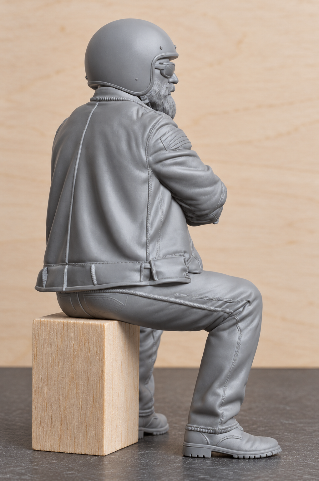 B16 Model Seated Cruiser Biker Figure with Folded Arms | Unpainted Multi Scale 1/9 & 1/12 Scale