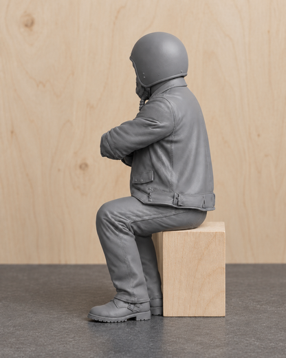 B16 Model Seated Cruiser Biker Figure with Folded Arms | Unpainted Multi Scale 1/9 & 1/12 Scale
