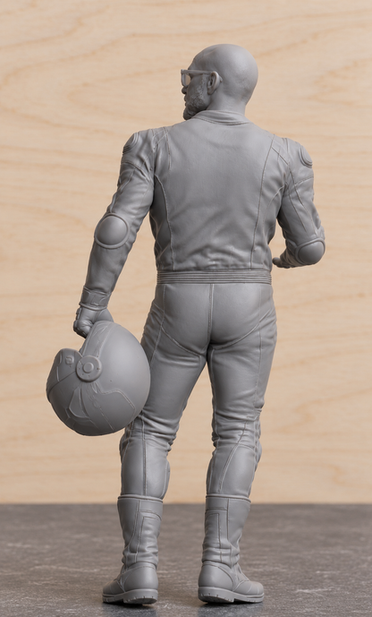 B22 Standing Sportbike Rider Holding Helmet | Unpainted 1:12 Multi Scale Motorcycle Figure