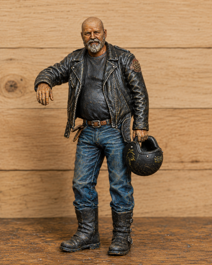 B23 Standing Bearded Biker Holding Helmet | Unpainted 1/6 Multi Scale Motorcycle Figure