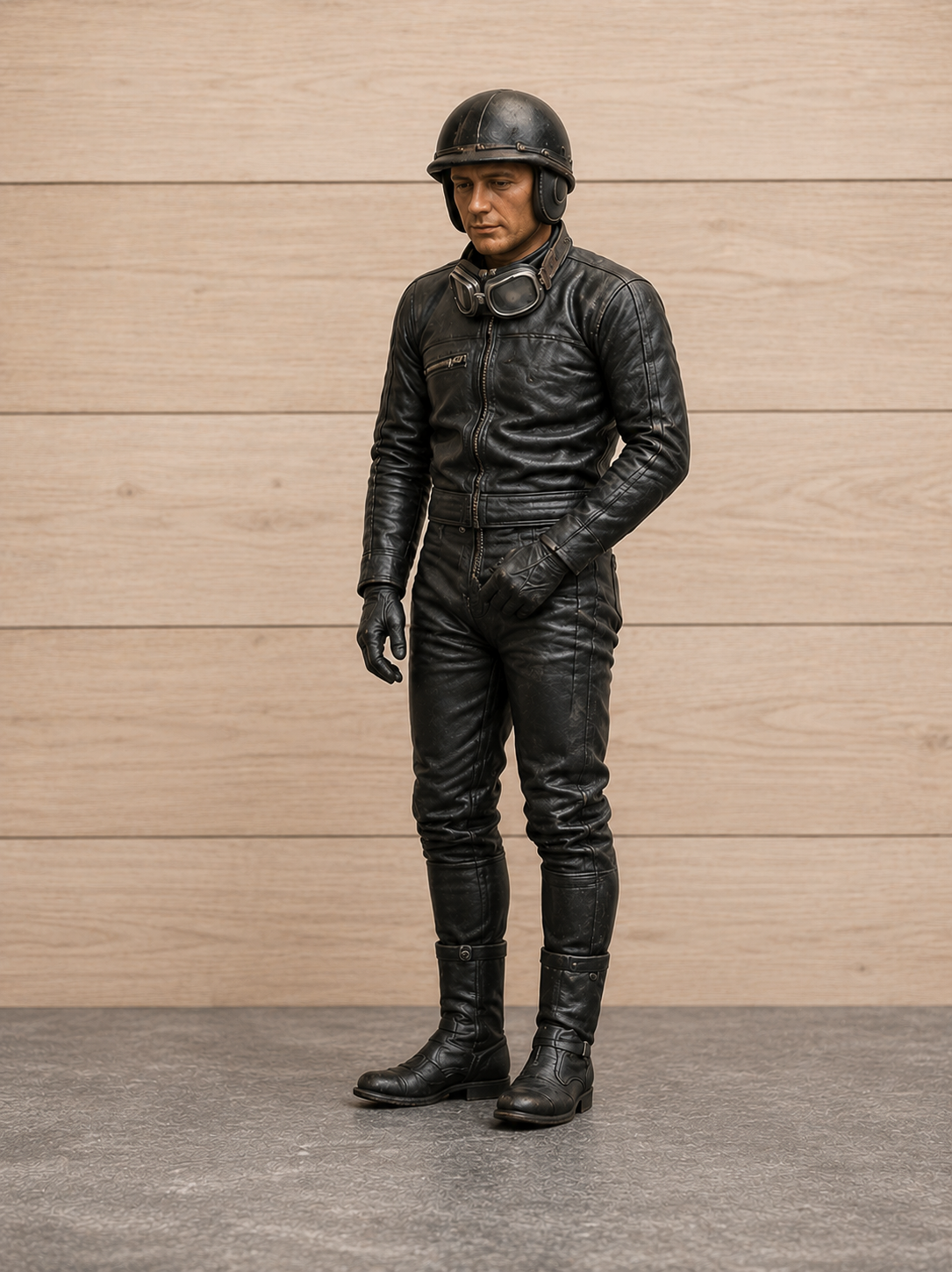 B30 Period Motorcycle Rider Figure | Unpainted 1:9 Scale for Italeri Norton 750 Commando Displays