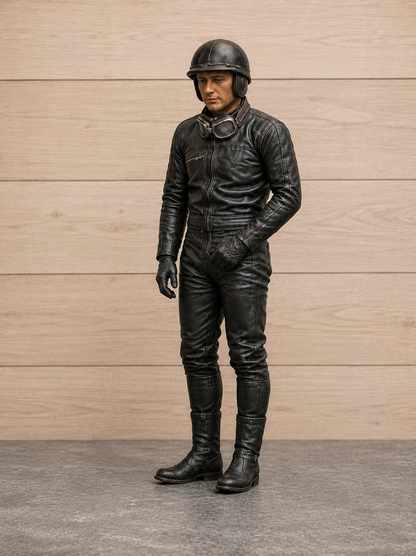 B30 Period Motorcycle Rider Figure | Unpainted 1:9 Scale for Italeri Norton 750 Commando Displays