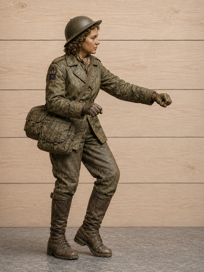 B31 Female Dispatch Rider Figure | Unpainted 1:9 Scale for Italeri Triumph 3HW Displays
