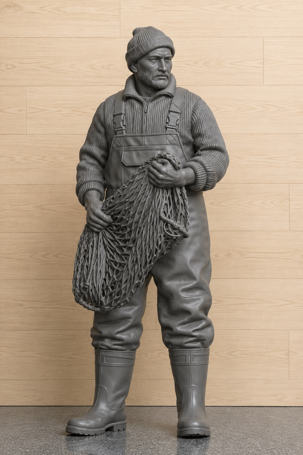 TG130 Traditional Fishing Crew Working with Net – Multiscale Figure