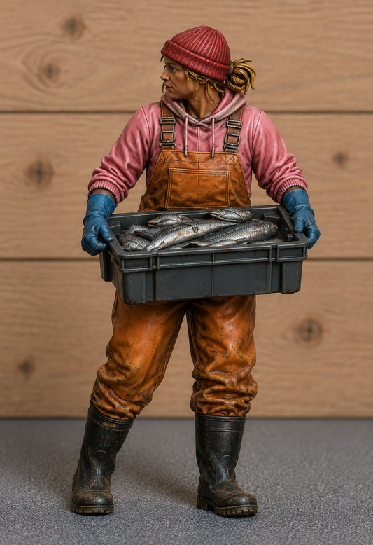 TG132 Female Fishing Crew Carrying Fish Tray – Multiscale Figure