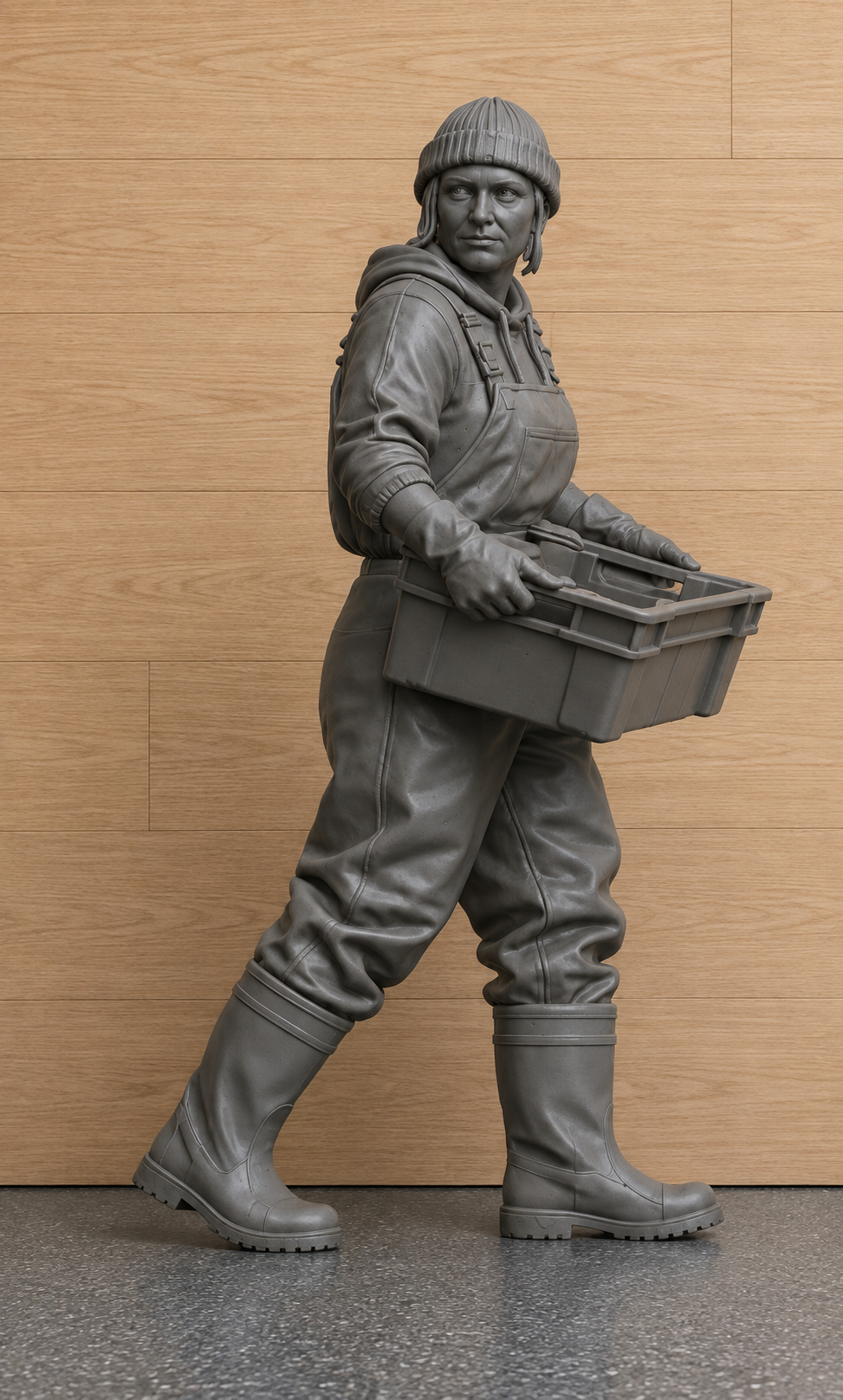 TG132 Female Fishing Crew Carrying Fish Tray – Multiscale Figure