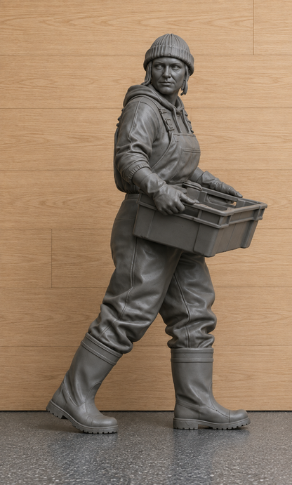 TG132 Female Fishing Crew Carrying Fish Tray – Multiscale Figure