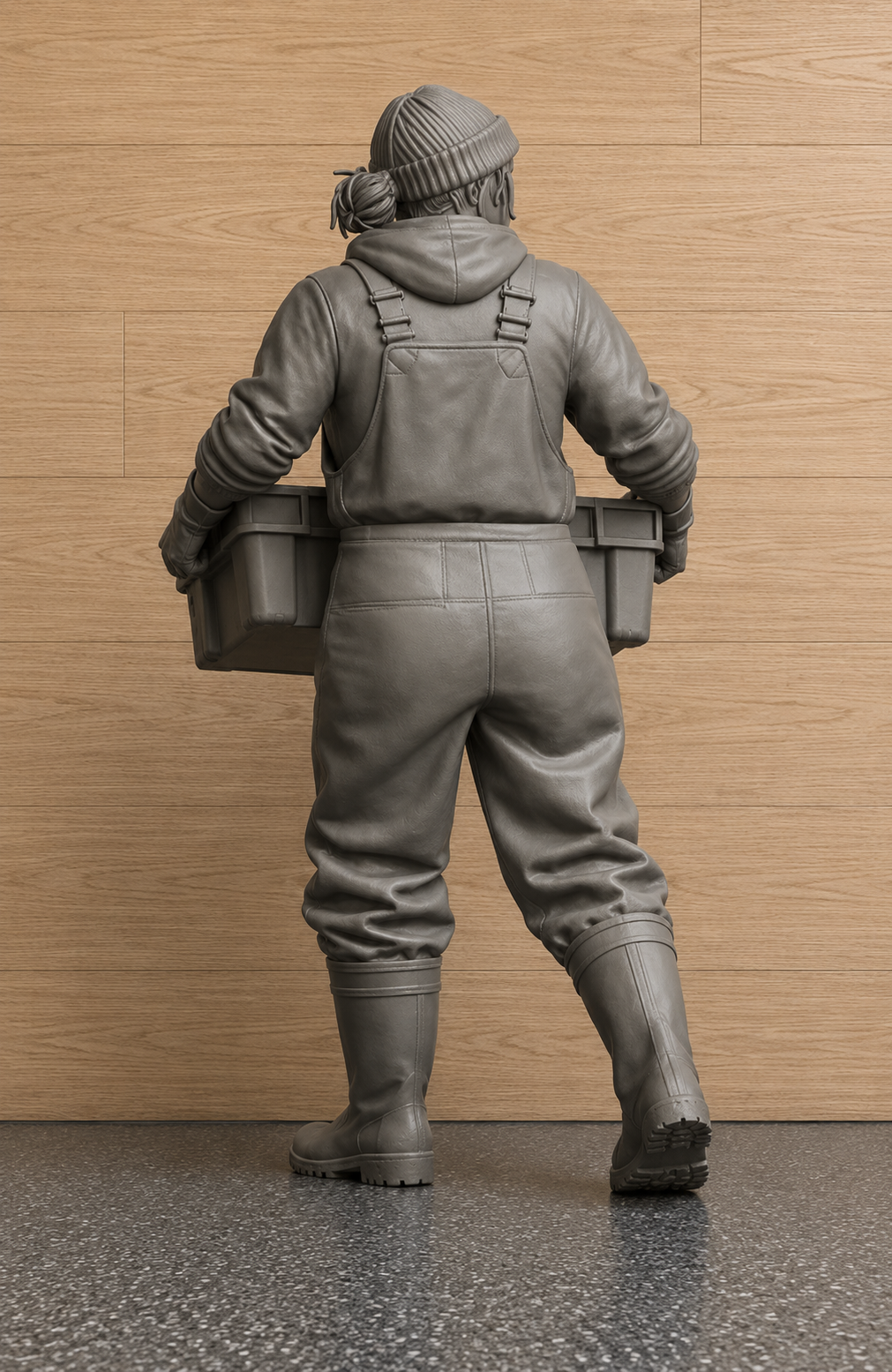 TG132 Female Fishing Crew Carrying Fish Tray – Multiscale Figure