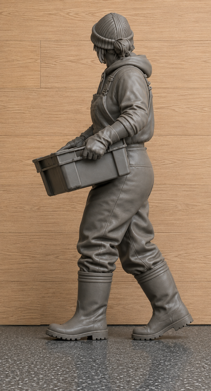 TG132 Female Fishing Crew Carrying Fish Tray – Multiscale Figure
