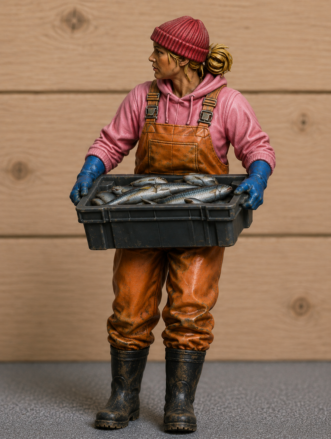 TG132 Female Fishing Crew Carrying Fish Tray – Multiscale Figure