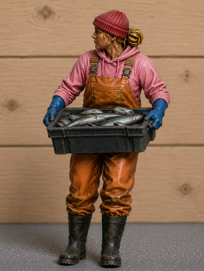 TG132 Female Fishing Crew Carrying Fish Tray – Multiscale Figure