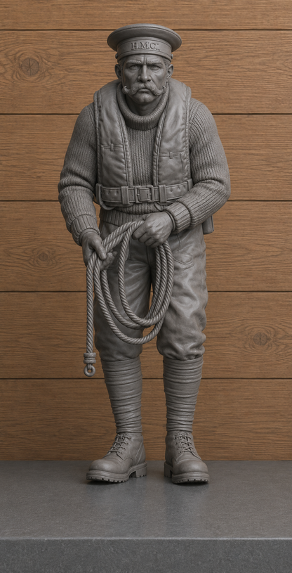 CMB9 Unpainted WWI Royal Navy Coastal Forces Crewman with Rope Model Figure