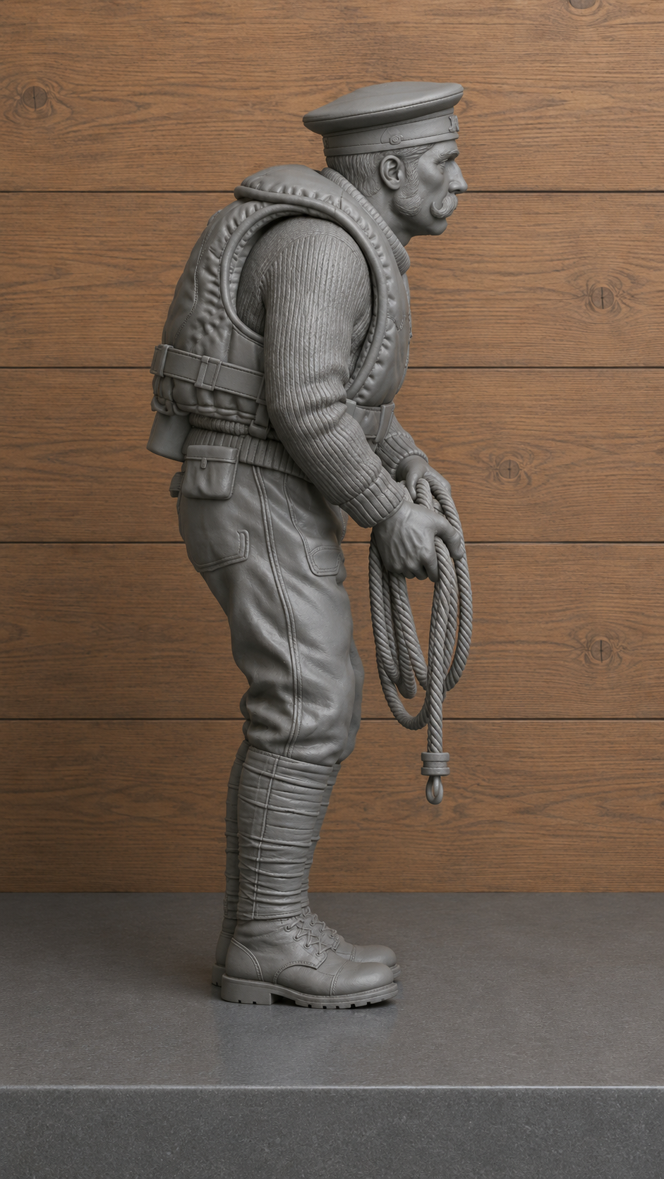 CMB9 Unpainted WWI Royal Navy Coastal Forces Crewman with Rope Model Figure
