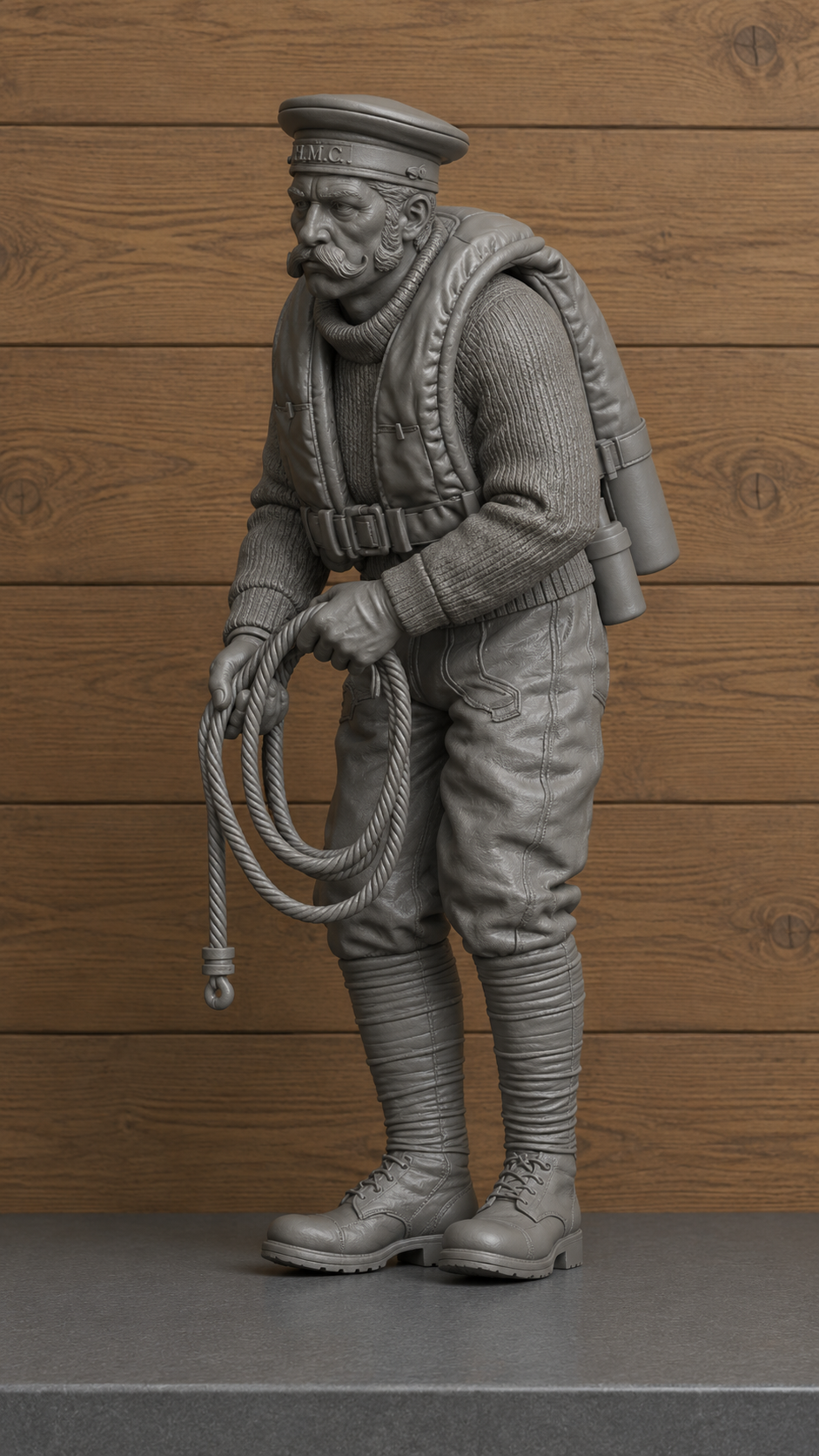 CMB9 Unpainted WWI Royal Navy Coastal Forces Crewman with Rope Model Figure