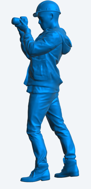 M5 Radio controlled model figure  construction hard hat and a summer jacket with pockets tacking a photo