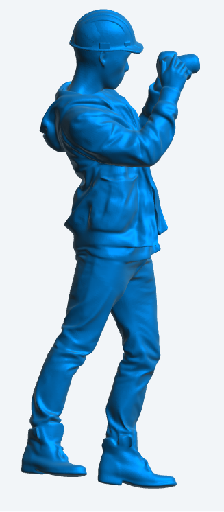 M5 Radio controlled model figure  construction hard hat and a summer jacket with pockets tacking a photo