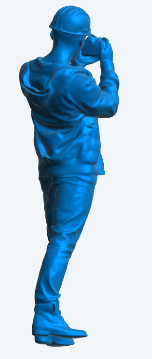 M5 Radio controlled model figure  construction hard hat and a summer jacket with pockets tacking a photo