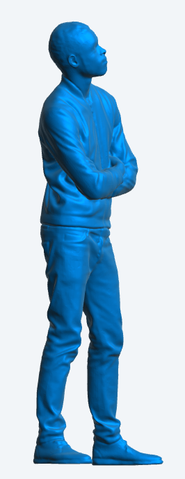 M6 model man with very short hair, dressed in a tight-fitting baseball jacket for RC Cars Trucks and boats
