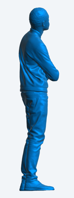 M6 model man with very short hair, dressed in a tight-fitting baseball jacket for RC Cars Trucks and boats