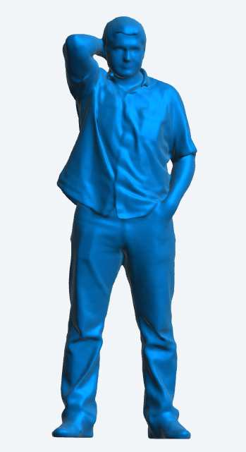M8 man with short, thick hair, wearing a short-sleeved polo shirt, perfectly designed at a 1/14 scale.