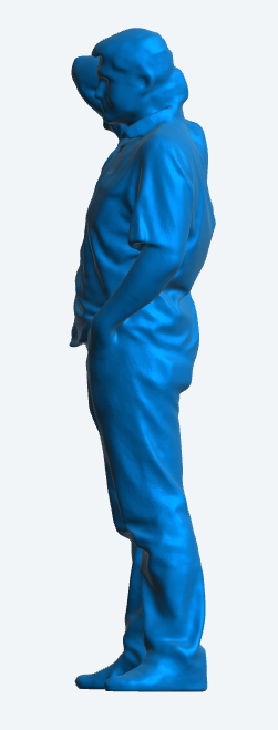 M8 man with short, thick hair, wearing a short-sleeved polo shirt, perfectly designed at a 1/14 scale.