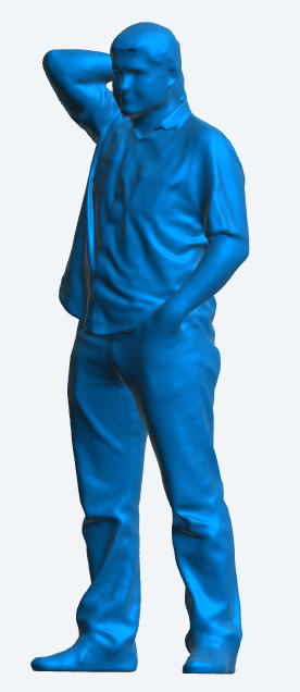 M8 man with short, thick hair, wearing a short-sleeved polo shirt, perfectly designed at a 1/14 scale.