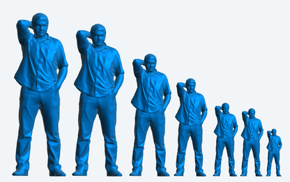 M8 man with short, thick hair, wearing a short-sleeved polo shirt, perfectly designed at a 1/14 scale.