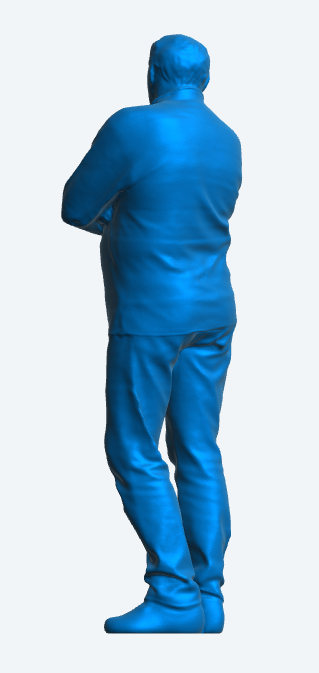 M9 Rc tamiya truck figure 65 year old man, slightly overweight with beer belly arms crossed thin bald receding hair polo shirt cover belt and waist