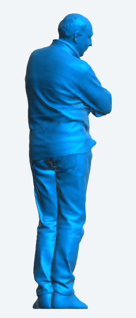 M9 Rc tamiya truck figure 65 year old man, slightly overweight with beer belly arms crossed thin bald receding hair polo shirt cover belt and waist