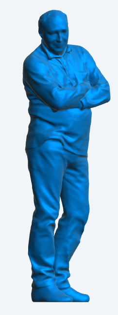 M9 Rc tamiya truck figure 65 year old man, slightly overweight with beer belly arms crossed thin bald receding hair polo shirt cover belt and waist