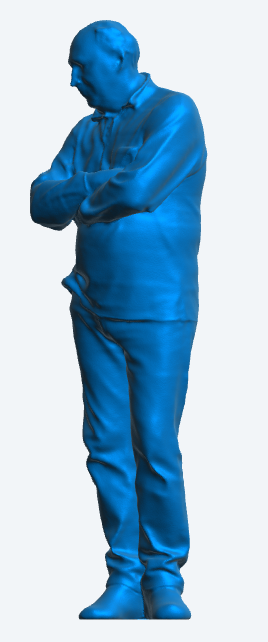 M9 Rc tamiya truck figure 65 year old man, slightly overweight with beer belly arms crossed thin bald receding hair polo shirt cover belt and waist